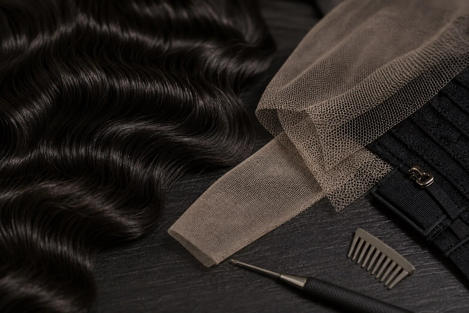 100% human hair, lace materials and ventilation tools for custom wig development