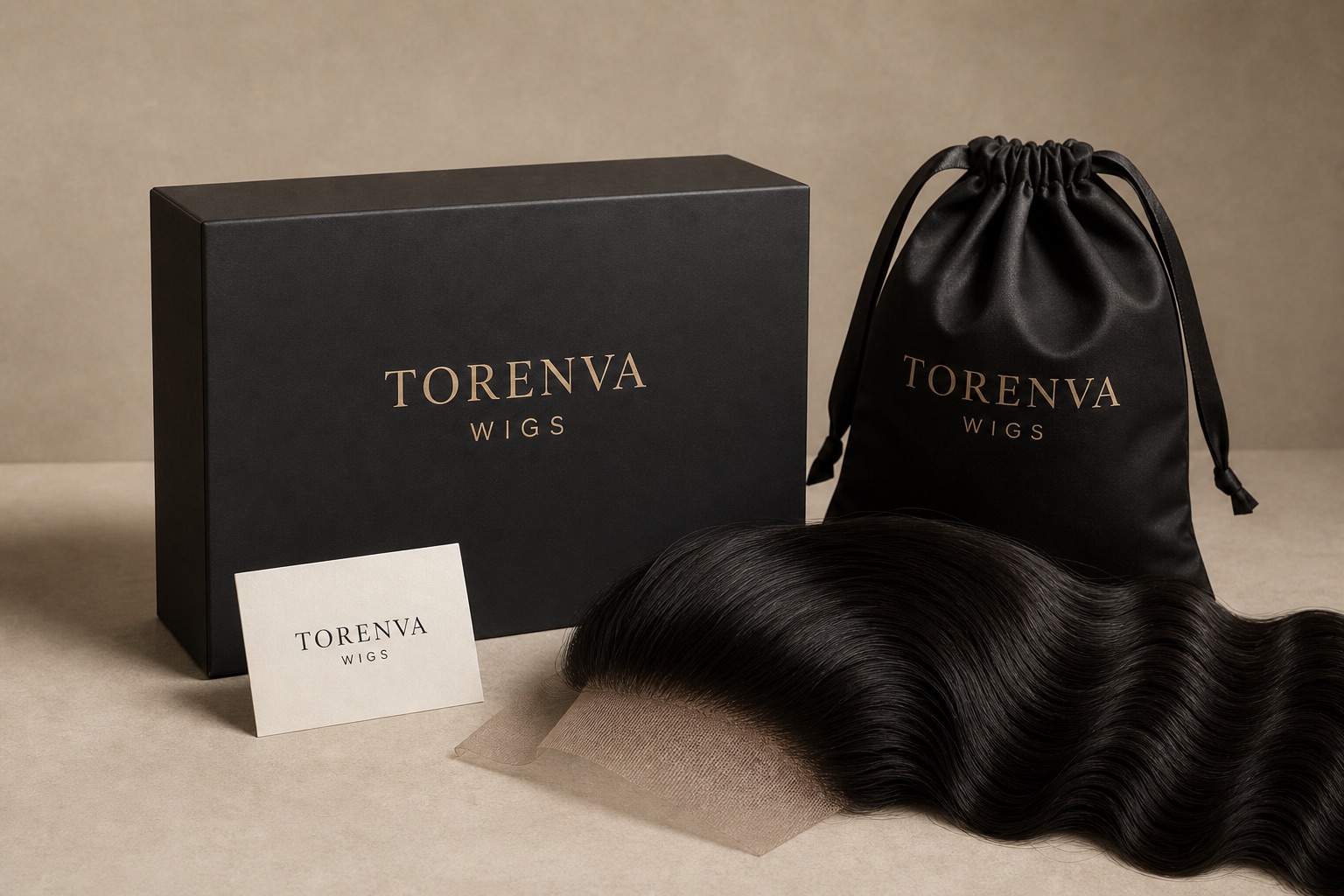 Illustrative TORENVA WIGS private-label packaging