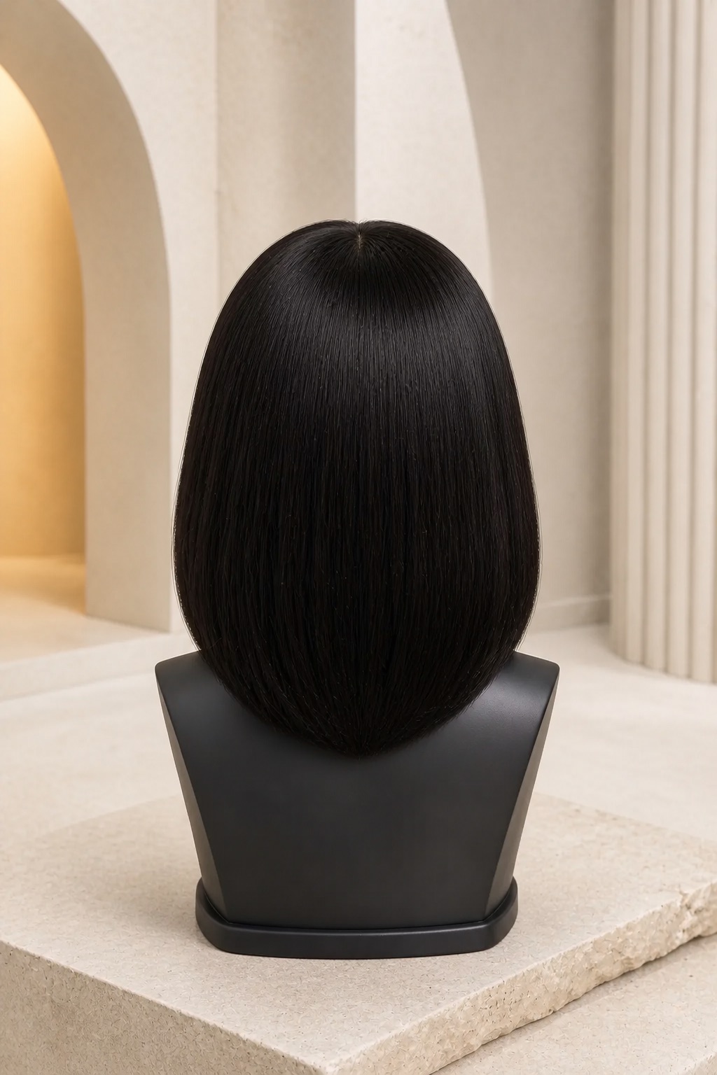 AI-assisted strict back development view of a natural-black closure wig direction